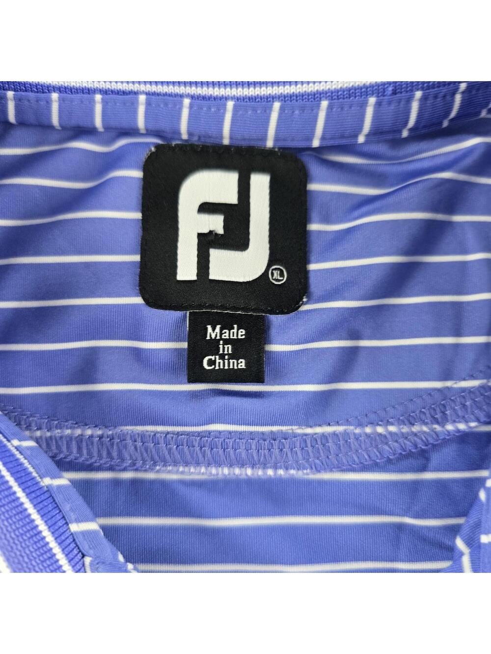 FootJoy Men's Striped Lisle Golf Polo Shirt in purple/white Size XL. - Picture 2 of 9